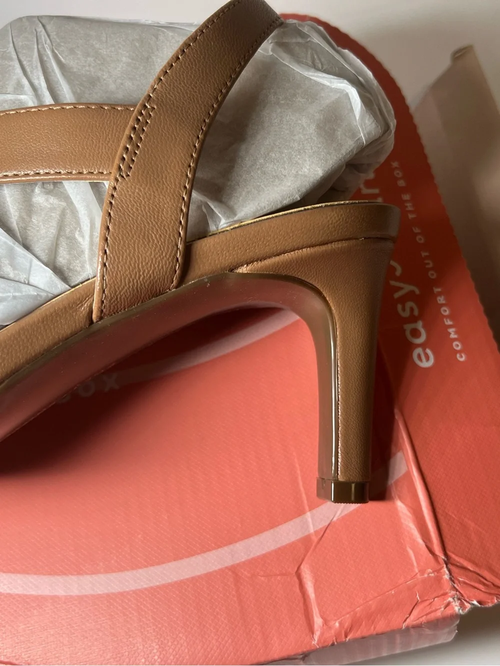 Easy Spirit Women's Tan Pointed Slingback Flats with Crisscross Strap